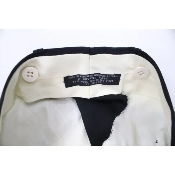 Vintage 90s Streetwear Mens 32x32 Pleated Cuffed Wide Leg Wool Chino Pants Black